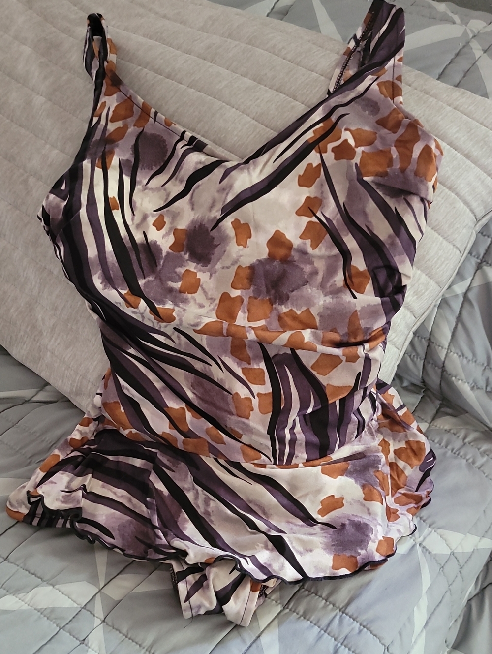 Draped One-Piece Swimsuit in Black& Brown Animal Print By SLIM SUIT